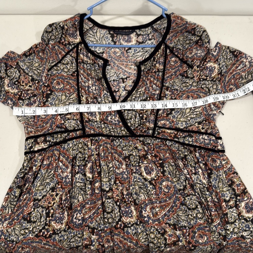 American Eagle Outfitters Long Sleeve Paisley Dress in Black, Rust, Cream - Picture 8 of 10